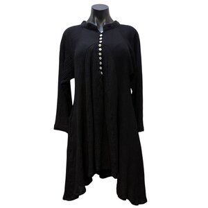 Myrah Penaloza Black Tunic Blouse With Button Front S